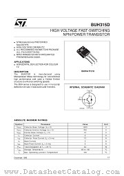 BUH315D datasheet pdf SGS Thomson Microelectronics