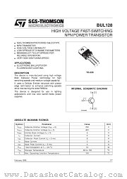 BUL128 datasheet pdf SGS Thomson Microelectronics