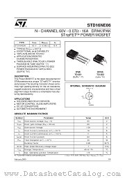 STD16NE06 datasheet pdf SGS Thomson Microelectronics
