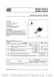 BTB04-600S datasheet pdf SGS Thomson Microelectronics