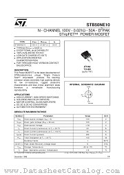 STB50NE10 datasheet pdf SGS Thomson Microelectronics