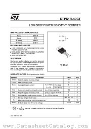 STPS16L40CT datasheet pdf SGS Thomson Microelectronics