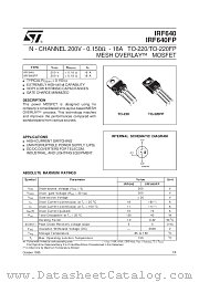 IRF640FP datasheet pdf SGS Thomson Microelectronics