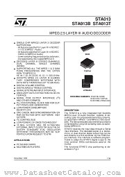 STA013B datasheet pdf SGS Thomson Microelectronics