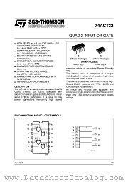 74ACT32 datasheet pdf SGS Thomson Microelectronics