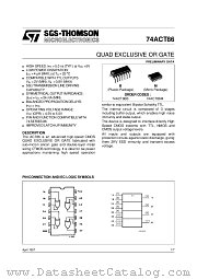 74ACT86 datasheet pdf SGS Thomson Microelectronics