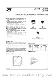 LM193 datasheet pdf SGS Thomson Microelectronics