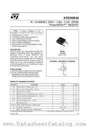 STD3NB30 datasheet pdf SGS Thomson Microelectronics