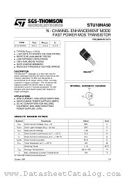 STU10NA50 datasheet pdf SGS Thomson Microelectronics