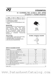 STD30NF03L datasheet pdf SGS Thomson Microelectronics