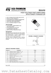 BUL810 datasheet pdf SGS Thomson Microelectronics