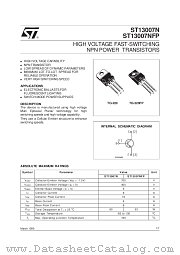 ST13007NFP datasheet pdf SGS Thomson Microelectronics