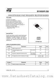 BYW80PI-200 datasheet pdf SGS Thomson Microelectronics