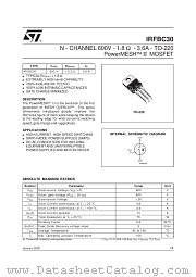 IRFBC30 datasheet pdf SGS Thomson Microelectronics
