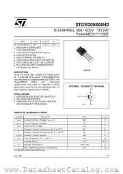 STGW30NB60HD datasheet pdf SGS Thomson Microelectronics