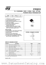 STB30N10 datasheet pdf SGS Thomson Microelectronics