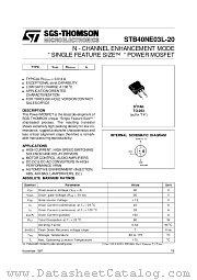 STB40NE03L-20 datasheet pdf SGS Thomson Microelectronics