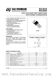 BUL381D datasheet pdf SGS Thomson Microelectronics