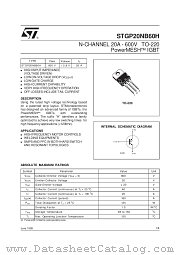 STGP20NB60H datasheet pdf SGS Thomson Microelectronics