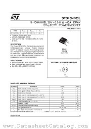 STD45NF03L datasheet pdf SGS Thomson Microelectronics