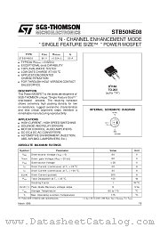 STB50NE08 datasheet pdf SGS Thomson Microelectronics