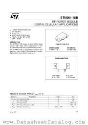 STM961-15B datasheet pdf SGS Thomson Microelectronics