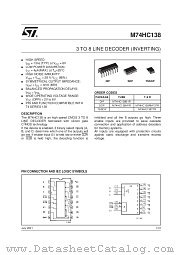 M74HC138RM13TR datasheet pdf SGS Thomson Microelectronics