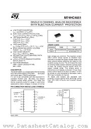M74HC4851M1R datasheet pdf SGS Thomson Microelectronics