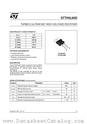 STTH5L06D datasheet pdf SGS Thomson Microelectronics