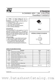STB4NC60 datasheet pdf SGS Thomson Microelectronics