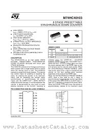 M74HC40103M1R datasheet pdf SGS Thomson Microelectronics