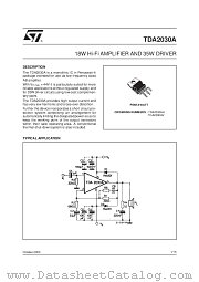 TDA2030A datasheet pdf SGS Thomson Microelectronics