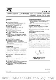TDA9115 datasheet pdf SGS Thomson Microelectronics