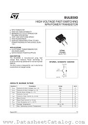 BULB39D datasheet pdf SGS Thomson Microelectronics