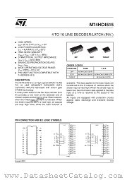 M74HC4515TTR datasheet pdf SGS Thomson Microelectronics