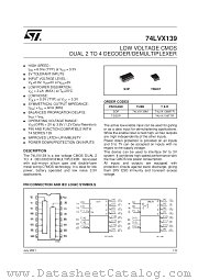 74LVX139M datasheet pdf SGS Thomson Microelectronics
