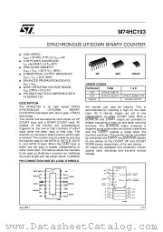 M74HC193RM13TR datasheet pdf SGS Thomson Microelectronics