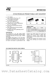 M74HC163B1R datasheet pdf SGS Thomson Microelectronics