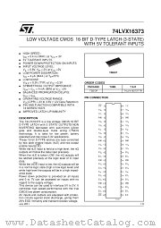 74LVX16373TTR datasheet pdf SGS Thomson Microelectronics