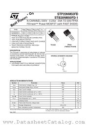 STB20NM50FD-1 datasheet pdf SGS Thomson Microelectronics