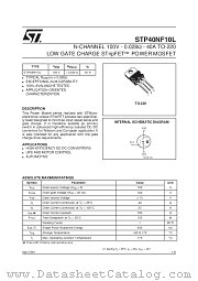 STP40NF10L datasheet pdf SGS Thomson Microelectronics