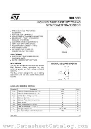 BUL38D datasheet pdf SGS Thomson Microelectronics