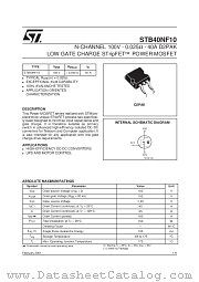 STB40NF10 datasheet pdf SGS Thomson Microelectronics