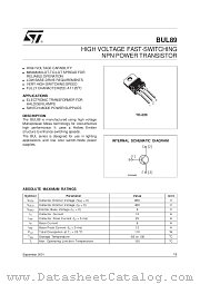 BUL89 datasheet pdf SGS Thomson Microelectronics