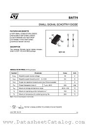 BAT74FILM datasheet pdf SGS Thomson Microelectronics