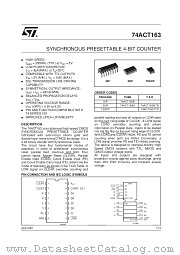 74ACT163TTR datasheet pdf SGS Thomson Microelectronics