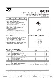 STB30N10 datasheet pdf SGS Thomson Microelectronics