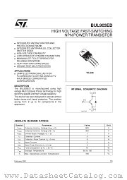 BUL903ED datasheet pdf SGS Thomson Microelectronics