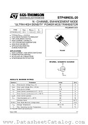 STP40N03L-20 datasheet pdf SGS Thomson Microelectronics