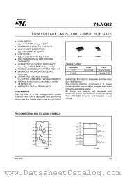 74LVQ02TTR datasheet pdf SGS Thomson Microelectronics